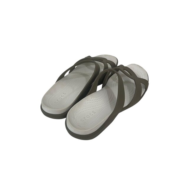 Crocs Womens Slip On Tan Brown Strappy Sandals SZ 11Comfort Outdoor - Picture 10 of 11